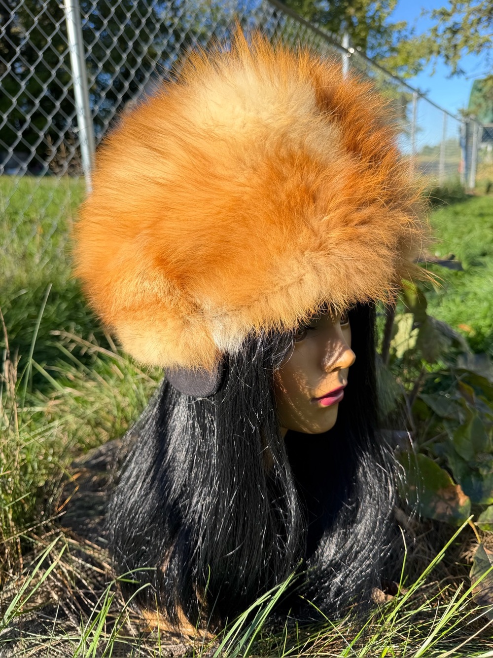 Genuine Red Fox Fur Hat Women’s 1960s Fluffy Oversized Ear Flaps Winter Vintage